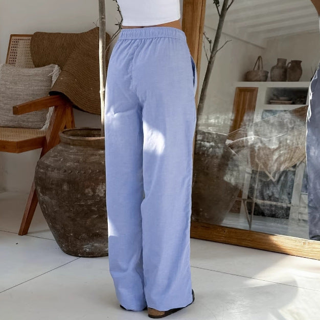 Women's Pants – Wide Leg – High-Waisted – Pleated Front – Breathable Material