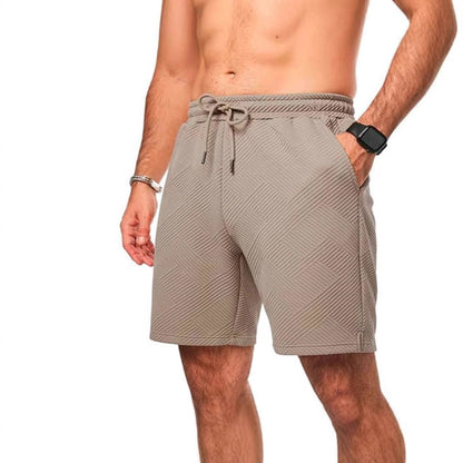 Men's Shorts – Loose Fit – Textured Zigzag Pattern – Drawstring Closure – Knee Length