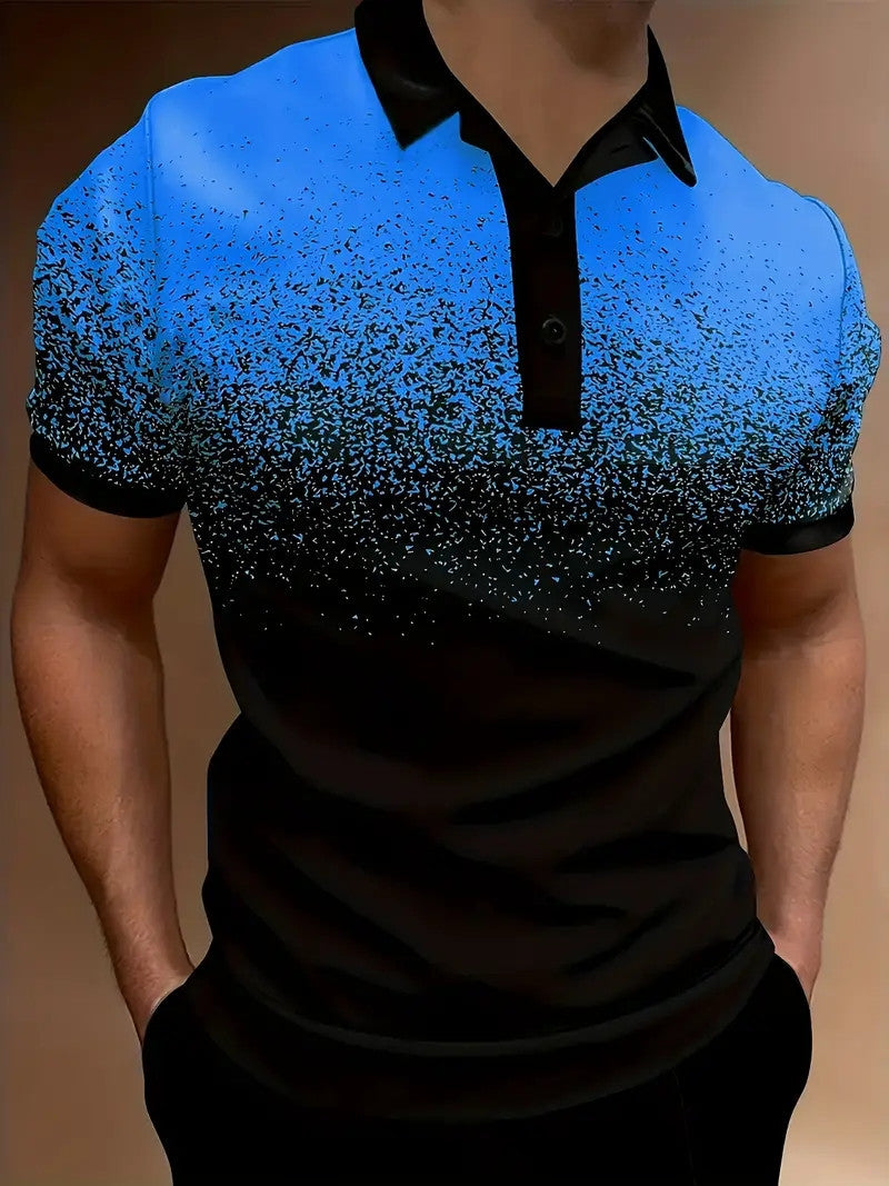 Men's Polo Shirt – Slim Fit – Gradient Print – Soft Breathable Material – Casual Look