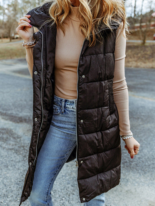 Women's Vest – Quilted Design – Relaxed Fit – Long and Sleeveless with Hood