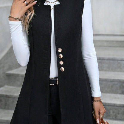 Women's Vest – Tailored Fit – Sleeveless – Button Closure – Knee Length