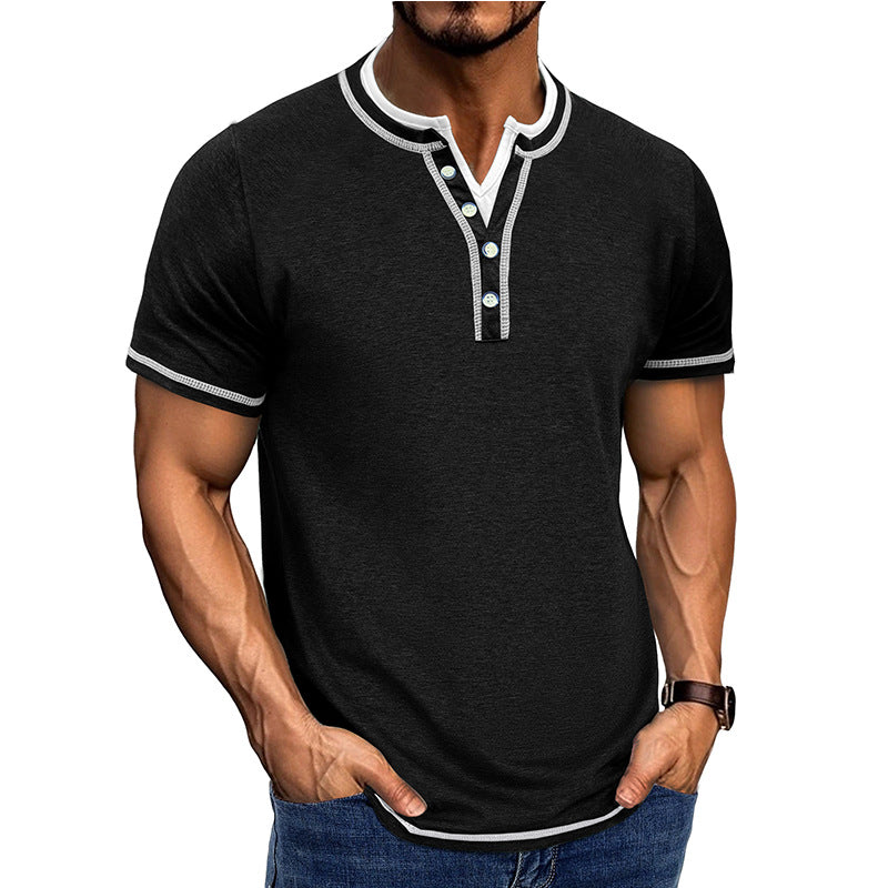 Men's Henley T-shirt – Soft Cotton Feel – Comfortable Fit – Short Sleeve