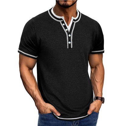 Men's Henley T-shirt – Soft Cotton Feel – Comfortable Fit – Short Sleeve