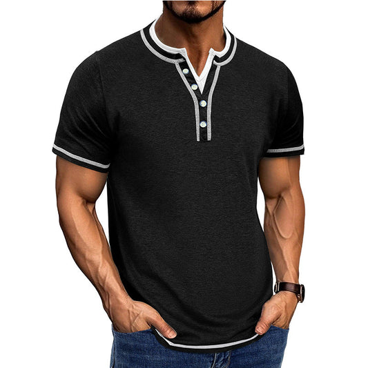 Men's Henley T-shirt – Soft Cotton Feel – Comfortable Fit – Short Sleeve