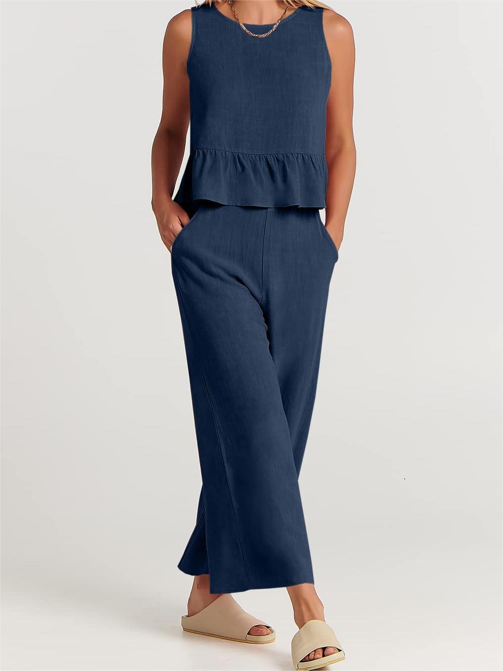 Women's Peplum Top – Sleeveless – Relaxed Fit – Light and Breathable Natural Blend