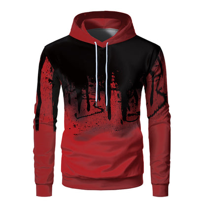 Men`s  Hoodie – Loose Fit – Lightweight and Breathable – 3D Print – Ribbed Edges – Casual