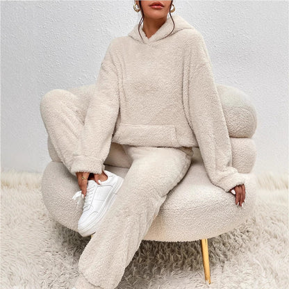 Women's Two-piece Set – Relaxed Fit Hoodie – Wide Pants – Soft Comfortable Texture