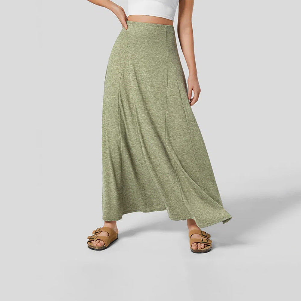 Women's Long Skirt – High Waist – Soft Knit – Flowy Fit – Full Length