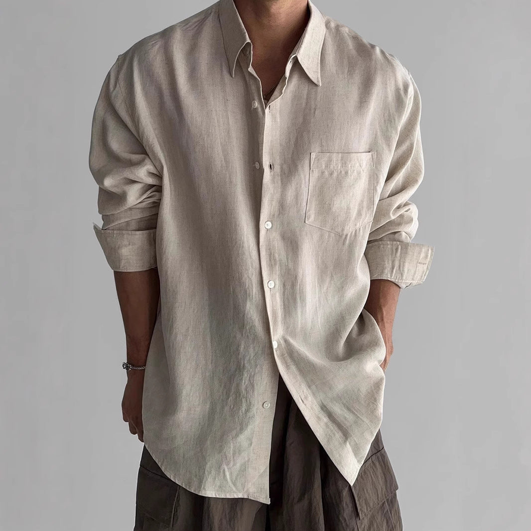 Men's Shirt with Long Sleeves – Relaxed Fit – Breathable Material – Button Closure