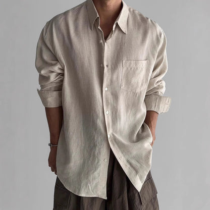 Men's Shirt with Long Sleeves – Relaxed Fit – Breathable Material – Button Closure