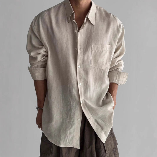 Men's Shirt with Long Sleeves – Relaxed Fit – Breathable Material – Button Closure