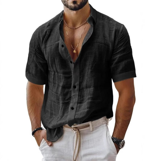 Men's Shirt – Relaxed Fit – Breathable Blend – Short-Sleeved – Revere Collar