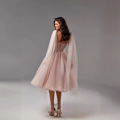 Dress for Women – A-line Cut – Backless – Mid-length – Slightly Sheer Detail