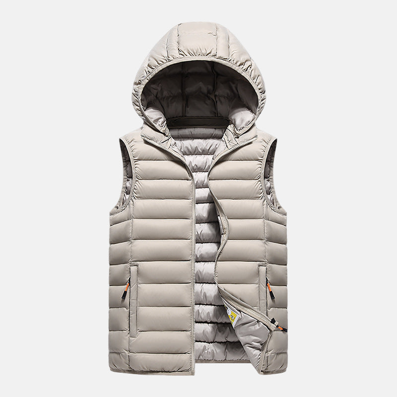 Men's vest - Lightweight padded hooded waistcoat - Autumn winter
