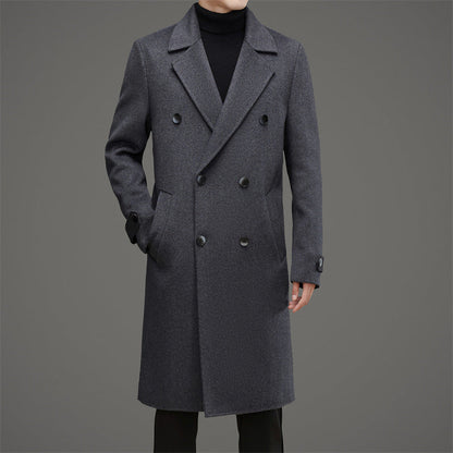 Men's Coat – Wool – Mid-Length – Tailored Fit – Double Breasted – Classic Design