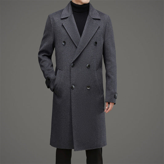 Men's Coat – Wool – Mid-Length – Tailored Fit – Double Breasted – Classic Design