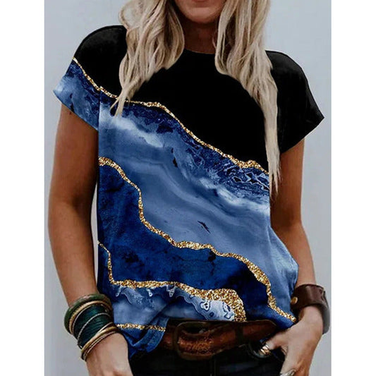 Women's T-shirt – Relaxed Fit – Artistic Print – Lightweight and Breathable Material