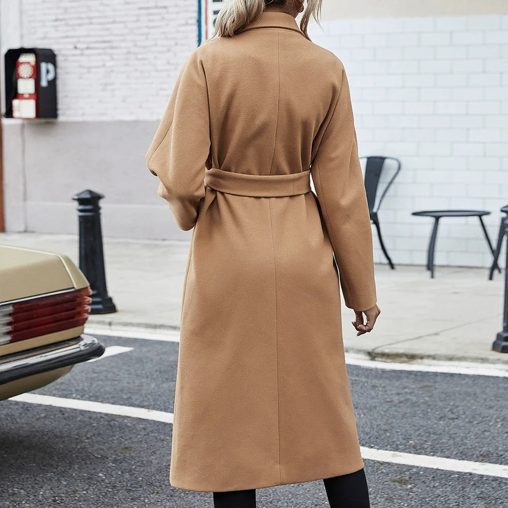 Women's Coat – Wool Texture – Relaxed Fit – Double Breasted – Classic Cut