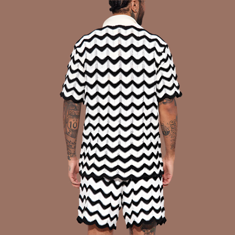 Men's Polo Shirt – Relaxed Fit – Soft Knit – Eye Pattern – Short Sleeves