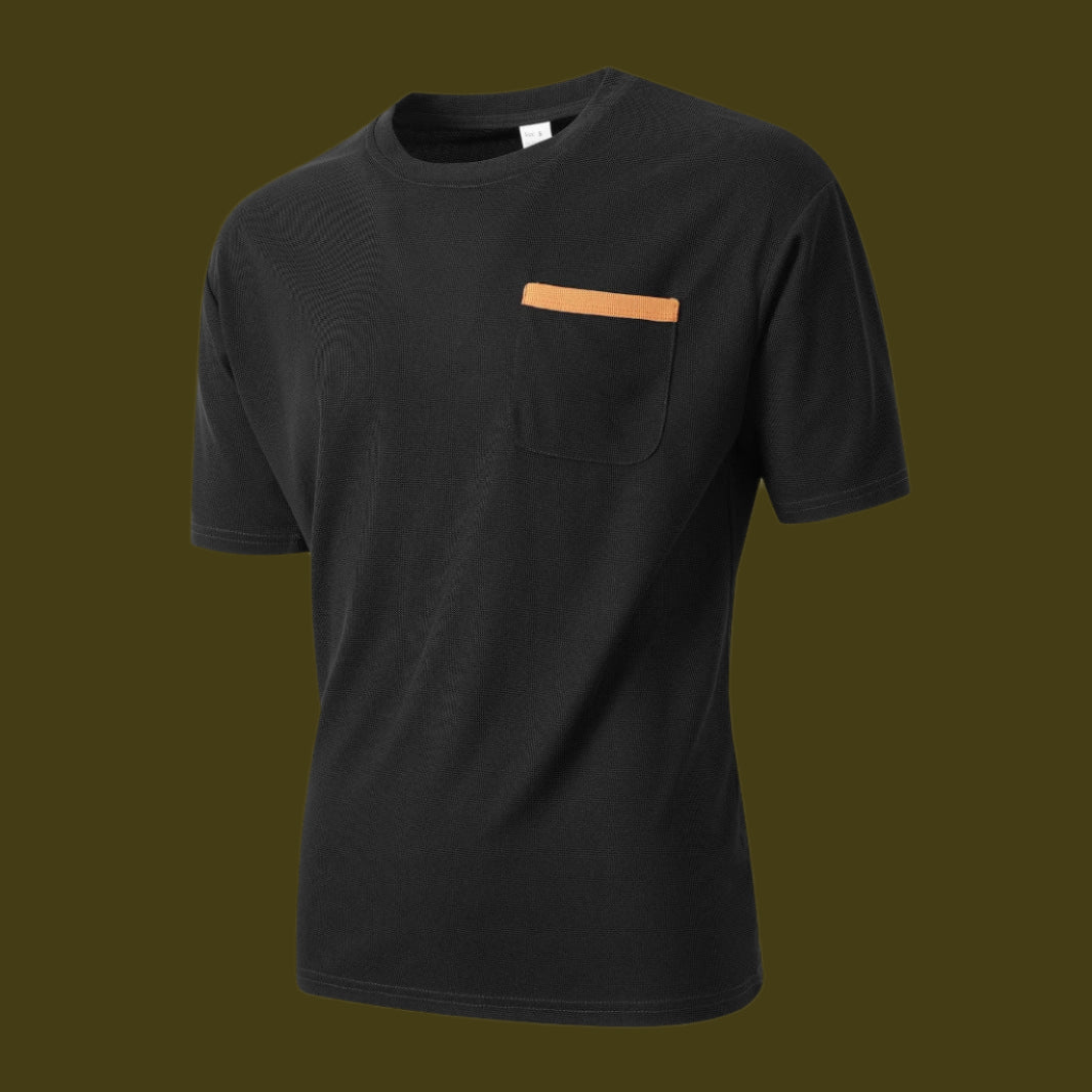 Men's T-shirt – Relaxed Fit – Short Sleeve – Chest Pocket – Breathable Design