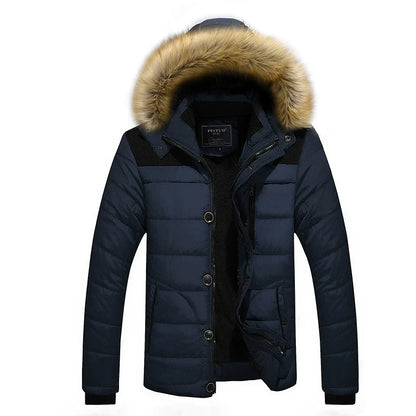 Men’s Puffer Jacket - Woven - Slim Fit - Hip Length - Detachable Faux Fur Hood