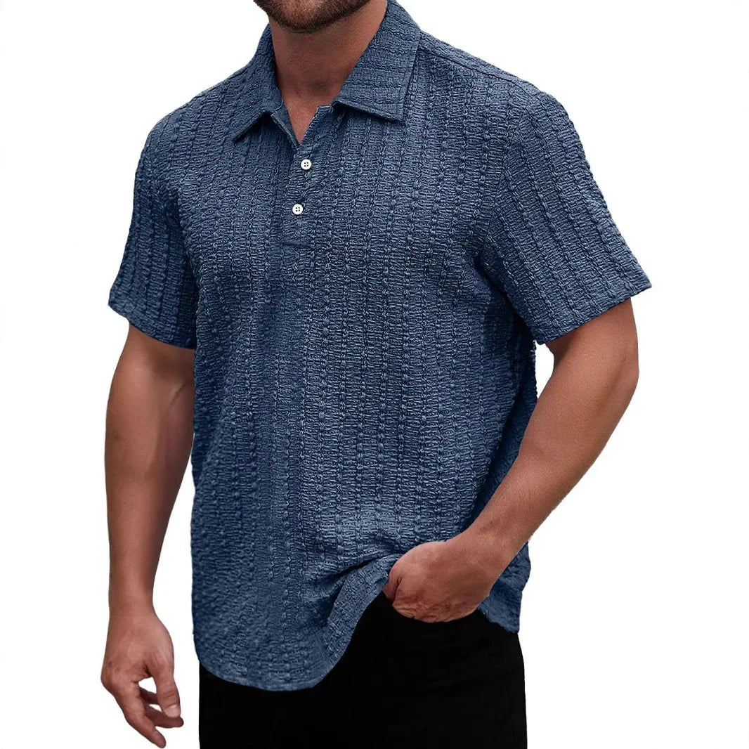 Men's Polo Shirt – Regular Fit – Textured Knit – Short Sleeve Breathable Design