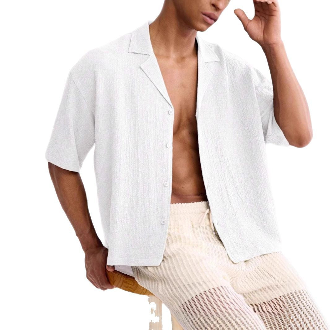 Men's Shirt with Short Sleeves – Relaxed Fit – Textured Weave – Breathable Design