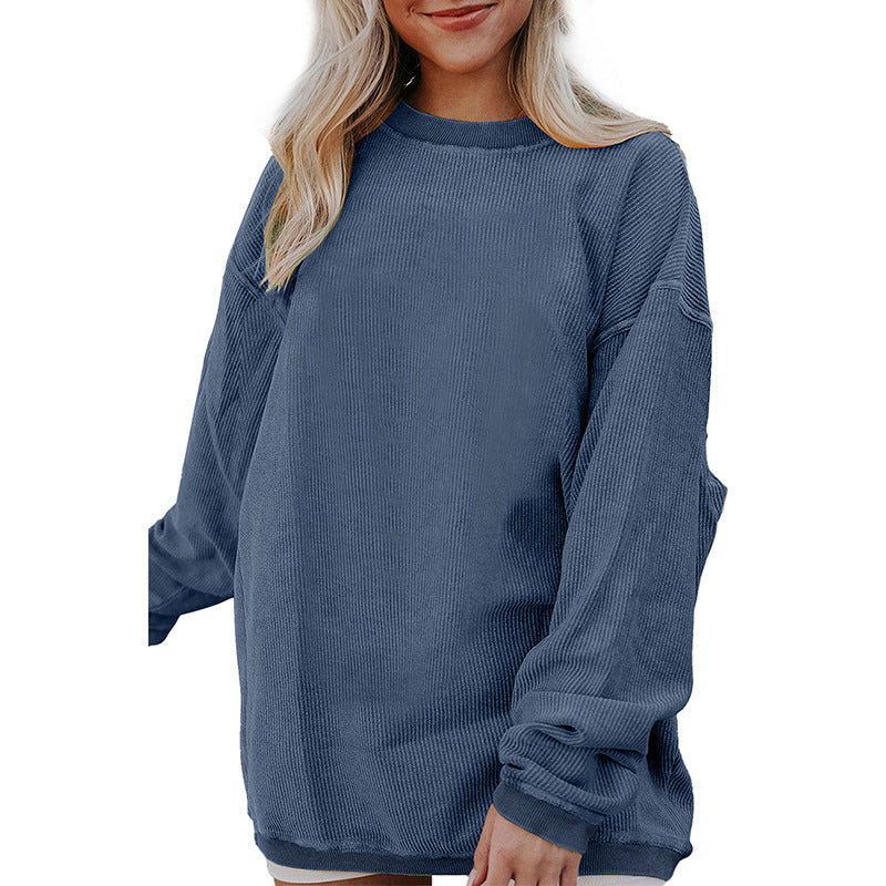 Women's Sweatshirt – Relaxed Fit – Long-Sleeved – Soft Cotton Blend – Round Neck