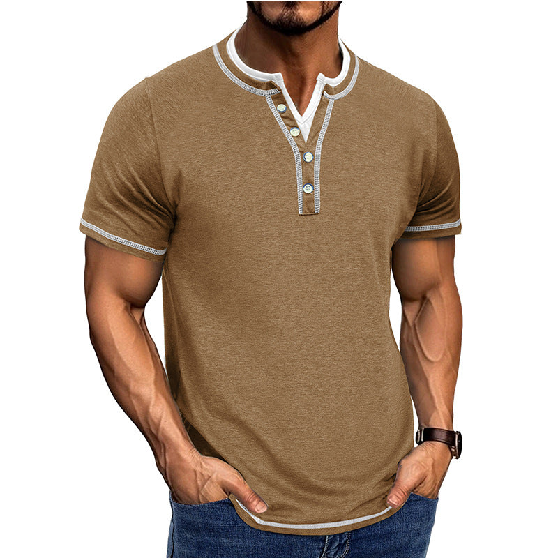 Men's Henley T-shirt – Soft Cotton Feel – Comfortable Fit – Short Sleeve