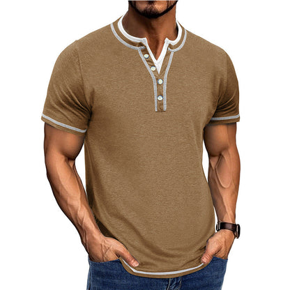 Men's Henley T-shirt – Soft Cotton Feel – Comfortable Fit – Short Sleeve