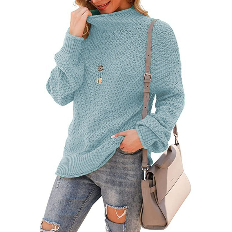 Women's Sweater - Half Turtleneck Knit Pullover - Casual Cozy Top