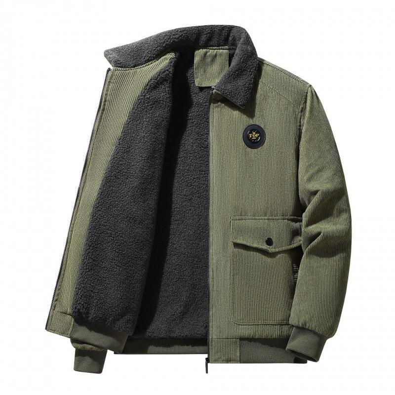 Men's Jacket – Corduroy – Loose Fit – Wool Lining – Button Closure – Casual Look