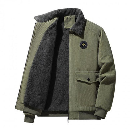 Men's Jacket – Corduroy – Loose Fit – Wool Lining – Button Closure – Casual Look