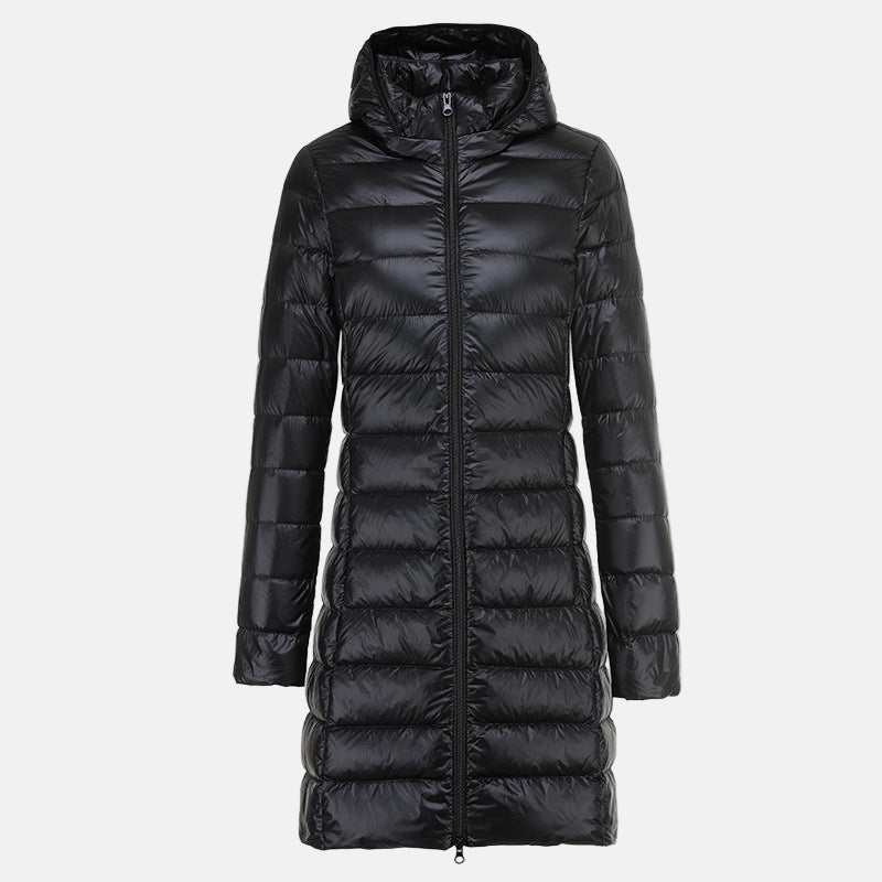 Women's Jacket - Lightweight Mid-Length Down - Slim Fit - Hooded