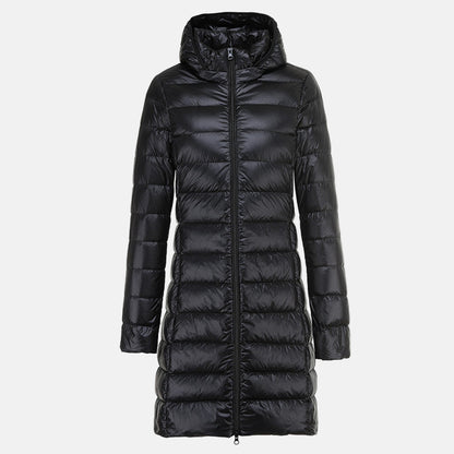 Women's Jacket - Lightweight Mid-Length Down - Slim Fit - Hooded