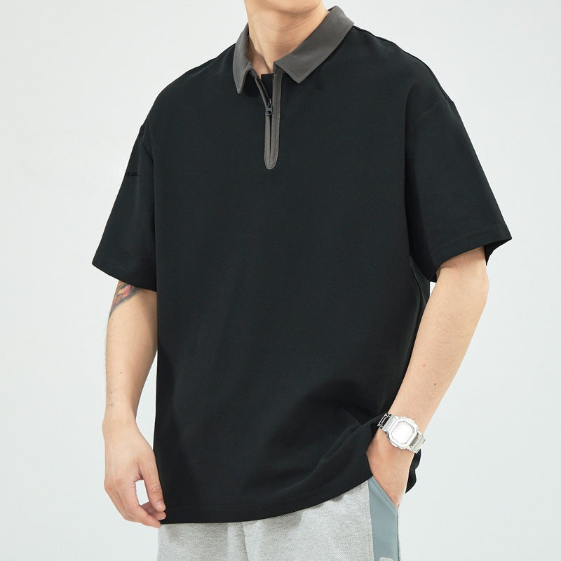 Men's Polo Shirt – Relaxed Fit – Breathable Blend – Half Zip – Short Sleeves