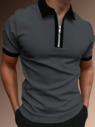 Men's Polo Shirt – Slim Fit – Half Zipper – Breathable Material – Patterned Design