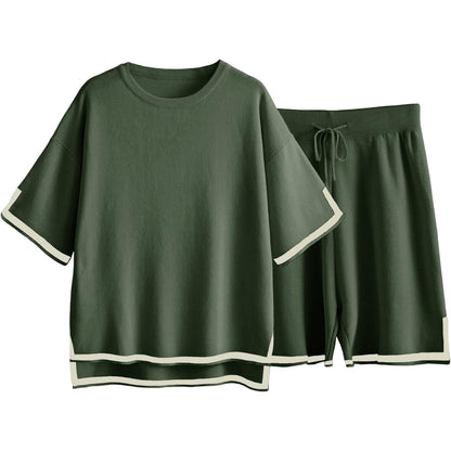 Women's Sweater Set – Loose Fit – Soft Knit – Ribbed Edges – Casual Style