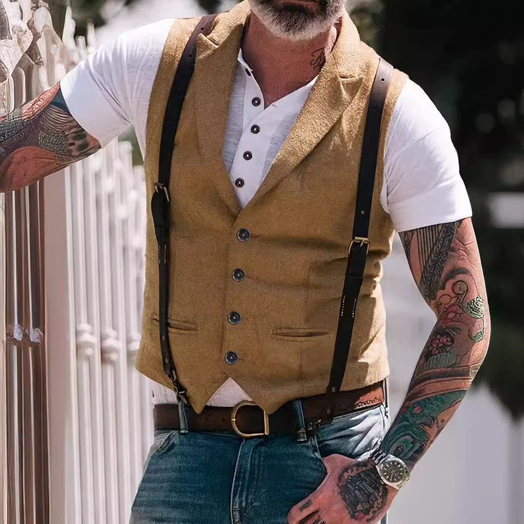 Men's Vest – Slim Fit – Notch Lapel – Button Closure – Modern Business Casual