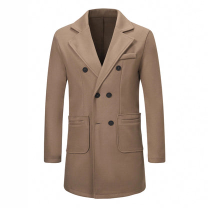 Men's Long Tailored Coat - Double-Breasted Classic - Elegant Urban Wear