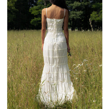 Dress for Women – Slim Fit – Spaghetti Straps – Ruched Bodice – Long Draping