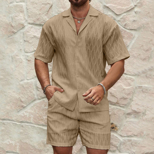 Men's Set – Short-Sleeved Shirt and Shorts – Relaxed Fit – Lightweight Cotton