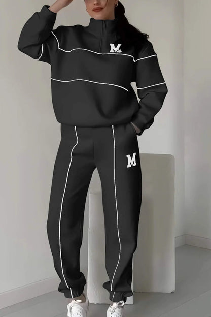 Women's Tracksuit – Relaxed Fit – Half Zipper – Elastic Pants