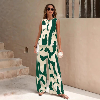 Women's Jumpsuit – Sleeveless Top and Wide Legs – Relaxed Fit – Breathable Material