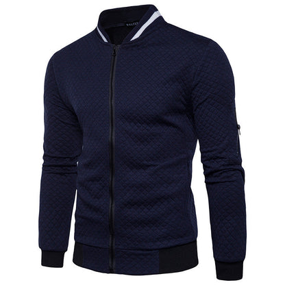 Men's Cardigan – Slim Fit – Quilted Structure – Zipper – Ribbed Edges – Sleeve Pocket