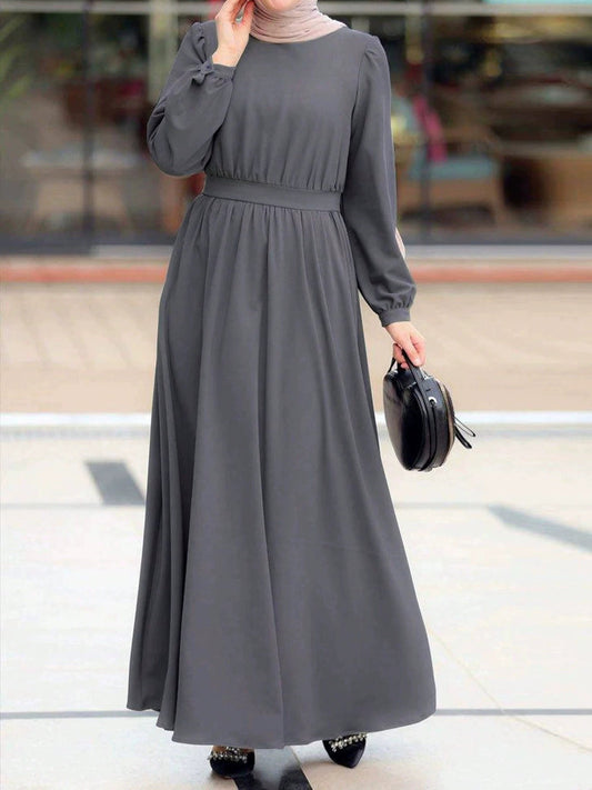 Women's Maxi Dress – Fitted Waist – A-line Cut – Long Sleeves Modest Elegance