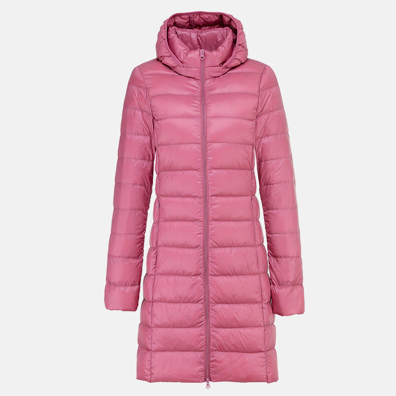 Women's Jacket - Lightweight Mid-Length Down - Slim Fit - Hooded