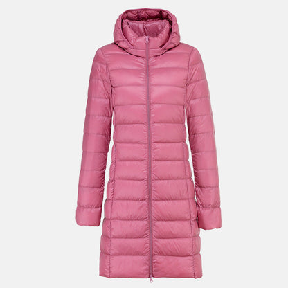 Women's Jacket - Lightweight Mid-Length Down - Slim Fit - Hooded