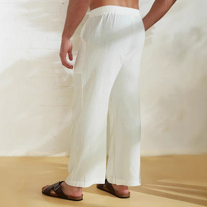 Men's Trousers – Relaxed Fit – Wide Legs – Breathable Comfort – Drawstring Closure – Pocket Print