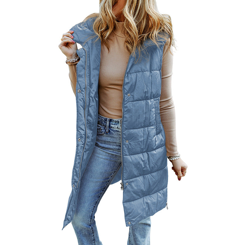 Women's Vest – Quilted Design – Relaxed Fit – Long and Sleeveless with Hood
